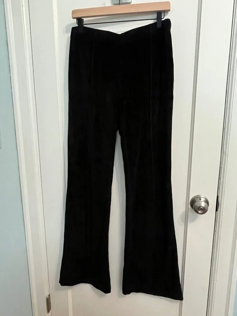RE/DONE Hanes Velour Loose Flare Pant Black Size M NWT High Rise Stretch $265